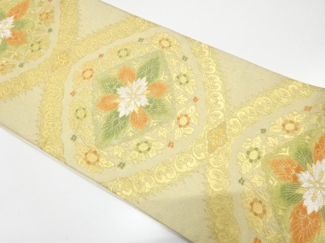 JAPANESE KIMONO / ANTIQUE FUKURO OBI / SILK / WOVEN FLORAL SARASA